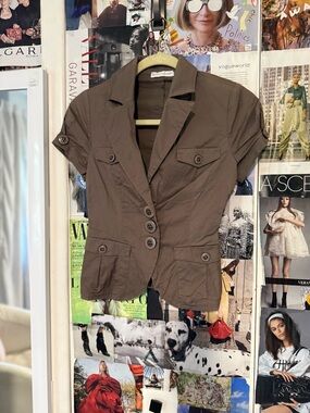Women’s Short Sleeve Utility Blazer - Brown